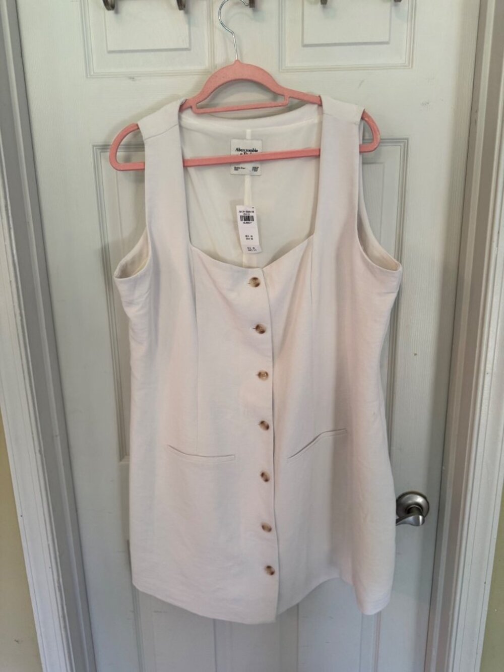 Abercrombie & Fitch NWT Square Neck Sleeveless Button Front Mini Dress XXL